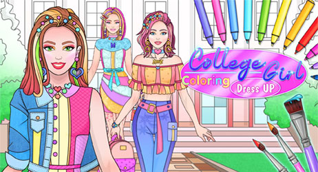 Source of College Girl Coloring Dress Up Game Image